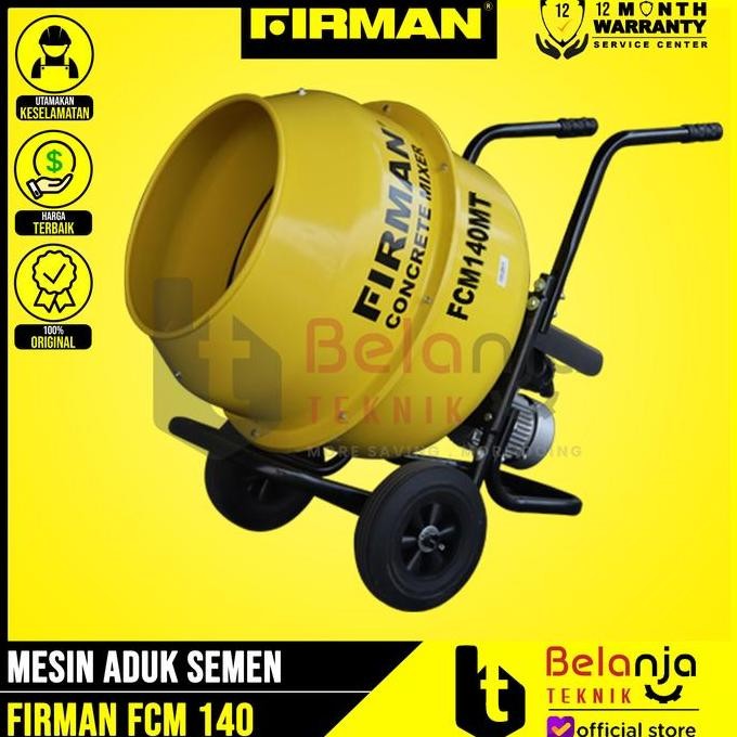 JUNJI- Firman Mesin Aduk Semen Molen 140 Liter FCM 140 MT + Dinamo 0.5 HP 1/2