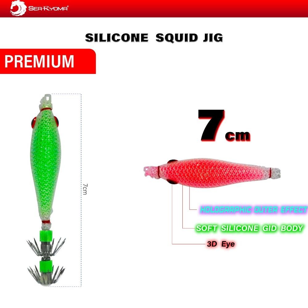 Terbaik SeaRyoma Premium Silicone Squid Jig - Umpan Pancing Cumi Premium Silikon SeaRyoma ,.