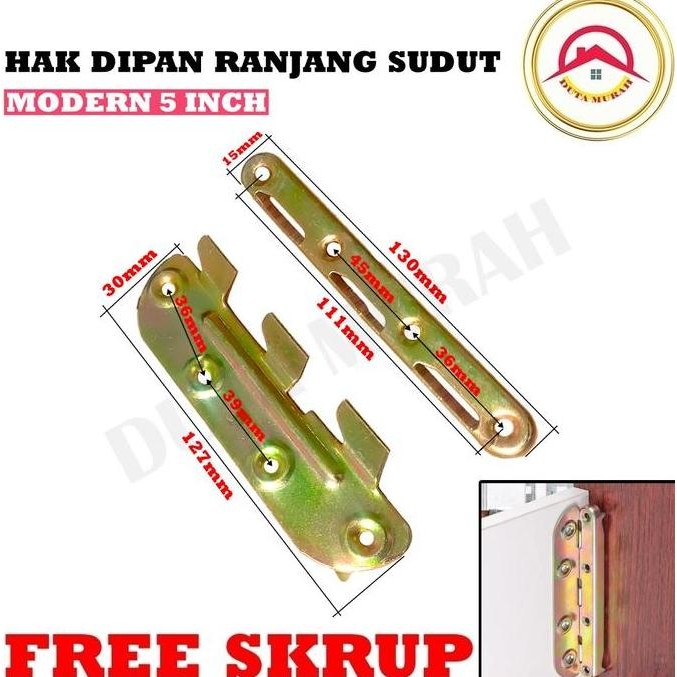 Promo Hak Dipan Kait Ranjang Sudut 1 Set (4Pasang)  9Cm /  Hak Dipan Cantol Bracket Engsel Medan Bed