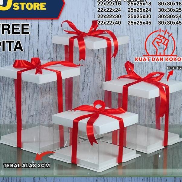 Cake Box Mika Dus Kue Kotak Kue Transparant 30X30 Cm Kotak Kado Gift Box Kotak Hantaran Mika Pet