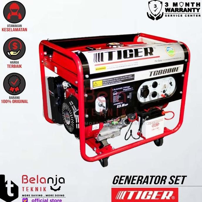 IKKAKU- Mesin Genset Bensin TIGER TG8800E 5500 Watt Generator Set Elektrik Starter TG 8800 E 4 Tak K