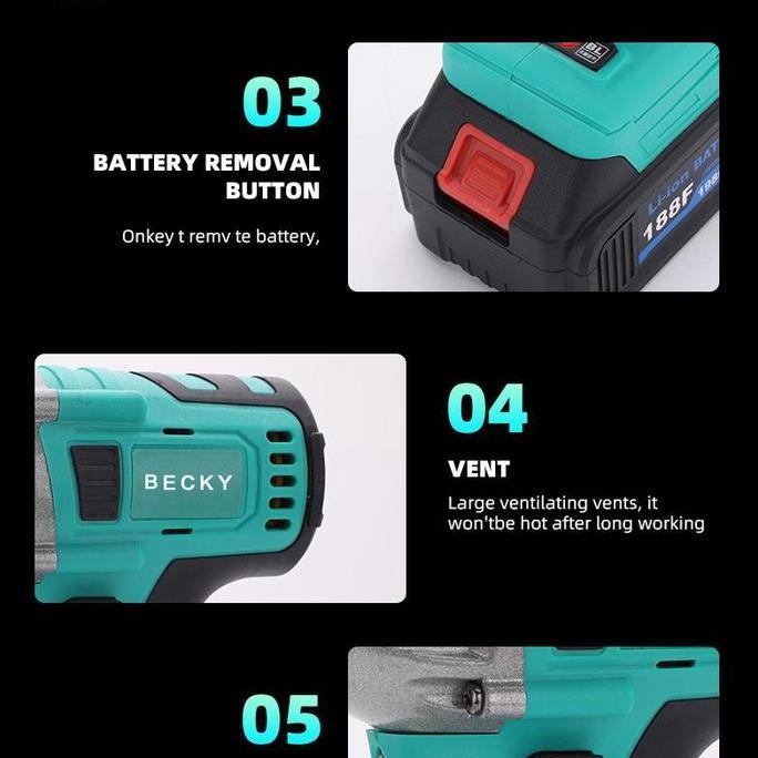 ULQUIORRA- Impact wrench Cordless 188V 560N/M 2 baterai mesin impact buka baut bor impact baterai in