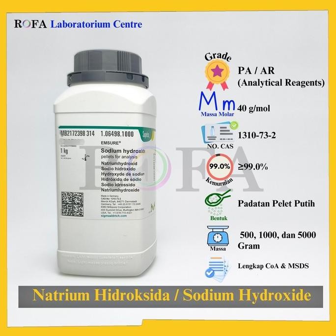 Natrium Hidroksida / Sodium Hidroksida / NaOH Pro Analisis 500 - 5000 Gram