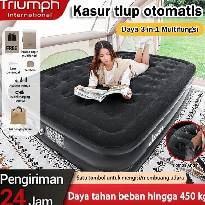 HASCHWALT- 200*150*40CM Kasur sofa tiup/pompa pengisian listrik kasur besar/kasur berkemah portabel 