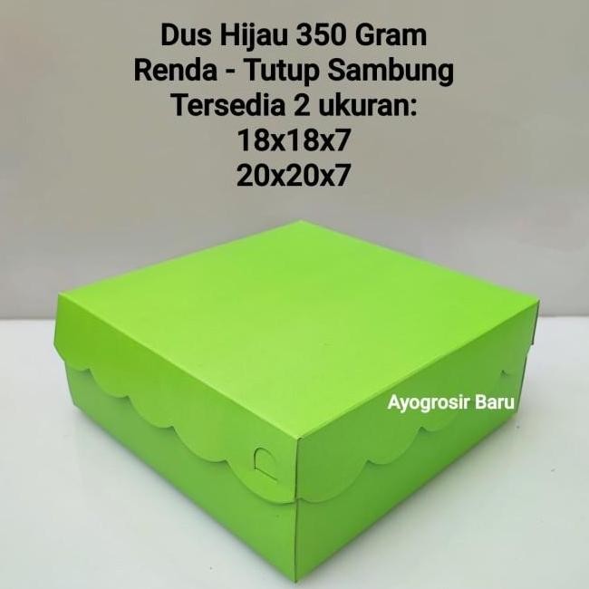 Dus Hijau 20X20 Renda Isi 50 Pcs 350 Gr Kotak Dus Nasi Katering Tutup Sambung