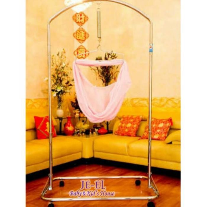 Baby Orient Tiang Ayunan Bayi Chrome + Kain Ayunan + Besi + Per