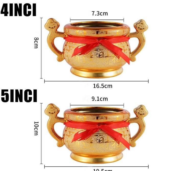 KAORU- 4/5inch Hiolo Tempat Hio Emas Kuningan / Hio Dupa Kuningan / Hiolo Tempat Dupa Hio Emas