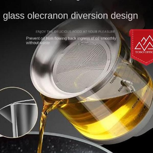 Oil Pot Kaca Borosilikat Tempat Saringan Minyak Penyaring Kaca Tahan Panas