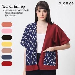 Karina Top - Cardigan outer kimono batik wanita lengan pendek katun halus