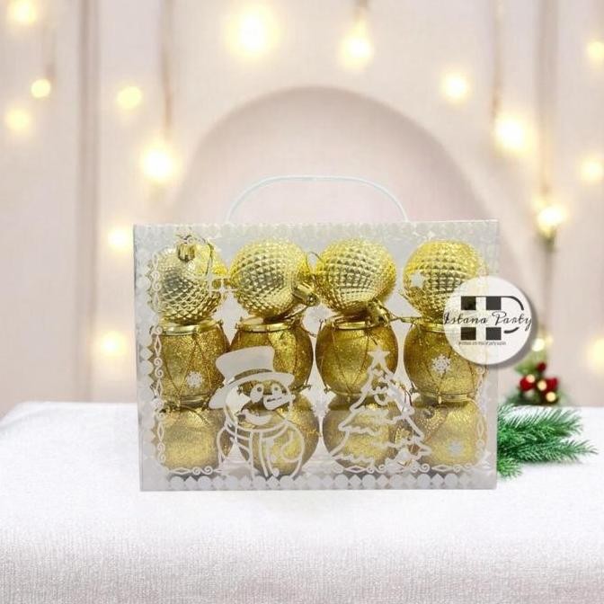 DF228>> OSAS-4093 Set Bola Natal Koper 5cm / Christmas Ball / Hiasan Pohon Natal - Merah