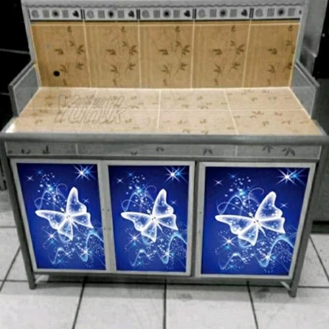 DF339>> stiker rak meja kompor ukuran 3 pintu