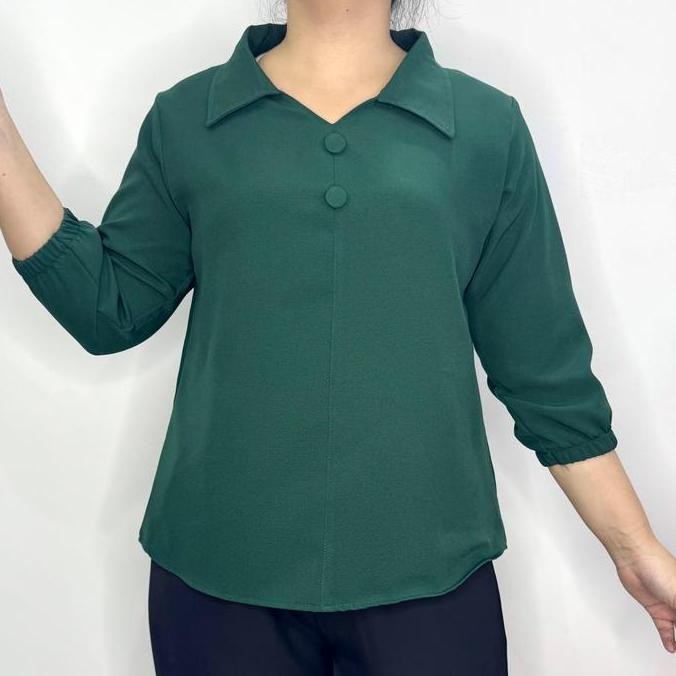 Promo LVL - Blouse Lengan Panjang Blus Debby Polos Atasan Jumbo Wanita Kemeja Shirt Baju Kerja Model