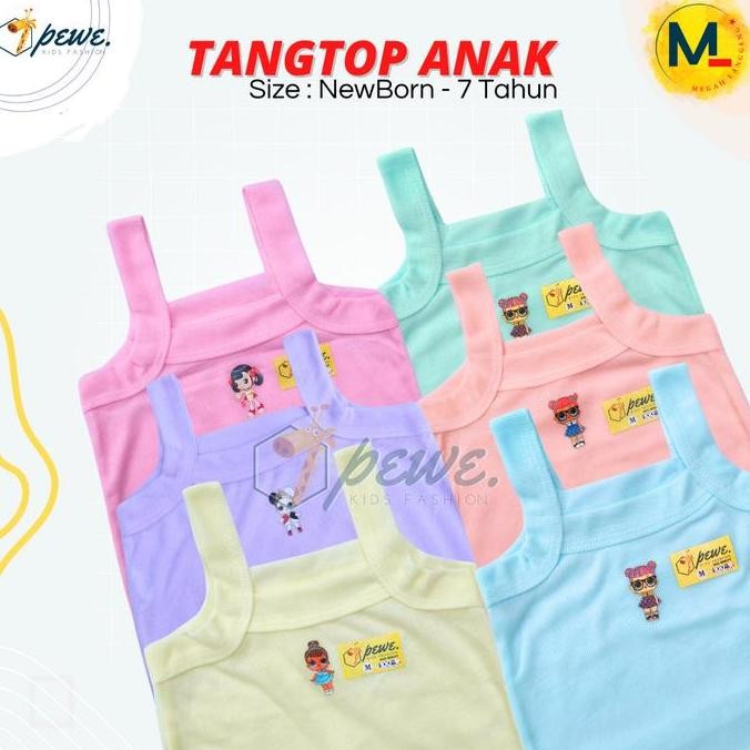 DB17>> 6 pcs singlet anak perempuan / tengtop anak perempuan warna warni / tentop anak umur 3-4 thn 