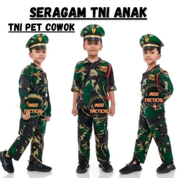 BAJU SERAGAM TNI ANAK BAJU SETELAN PROFESI KARNAVAL PROFESI ANAK BAJU TK ANAK LENGKAP BAJU KARNAVAL