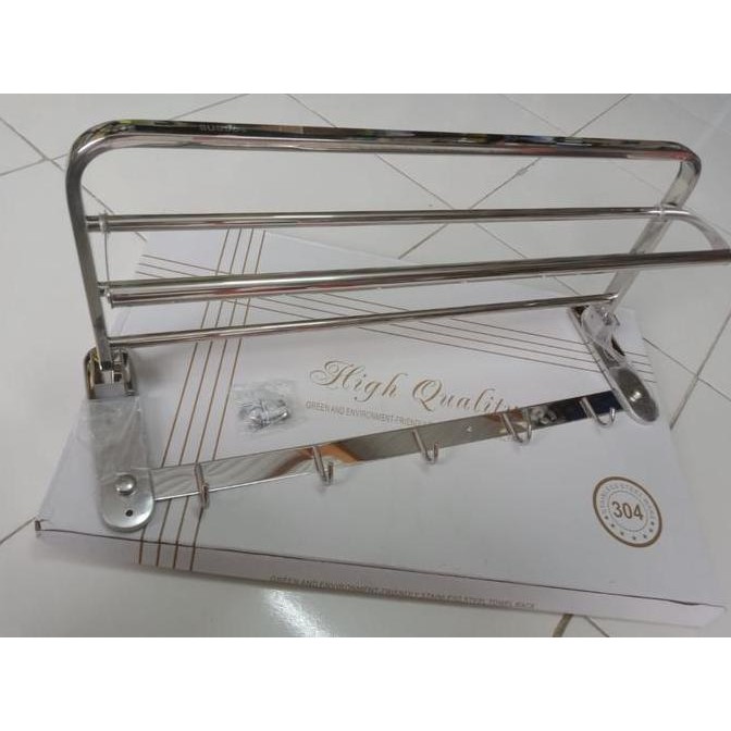 Promo Rak Handuk Lipat Bolzano . Stainless Steel . Gantungan Handuk Cod