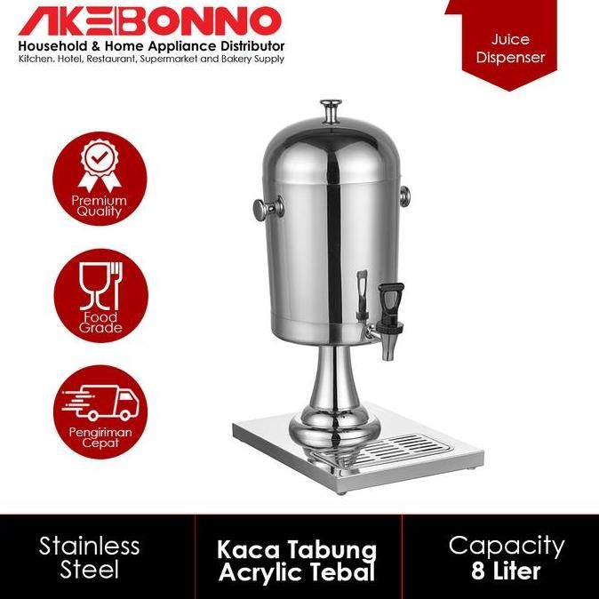 AKEBONNO - Water Tank/Juice Dispenser Single Tank Stainless Steel Akrilik Food Grade 8L BPA FREE