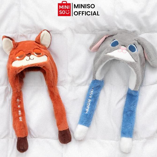Xcvr- Miniso X Disney Zootopia Collection Hat With Moving Ears Topi Lucu Karakter Zootopia Bahan Lem