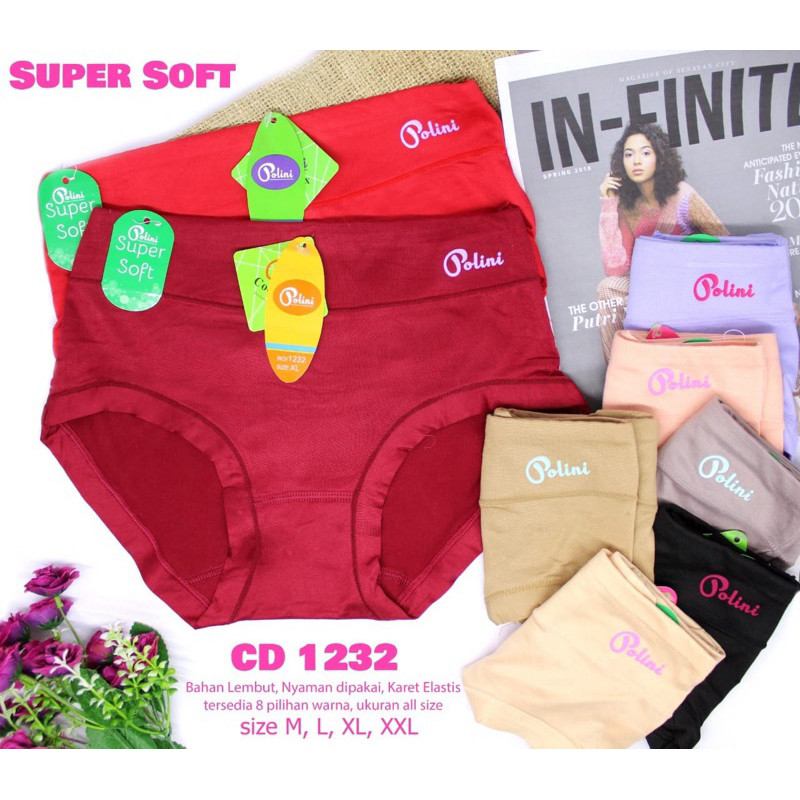 (6pcs) CD perempuan celana dalam wanita cewek POLINI 1232 1241 coolmax