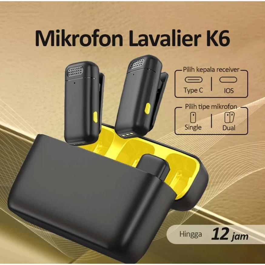 Super K6 Wireless Microphone Lavalier Clip On Mic Dual Mikrofon For Type C For Android Phone 2In1 Se