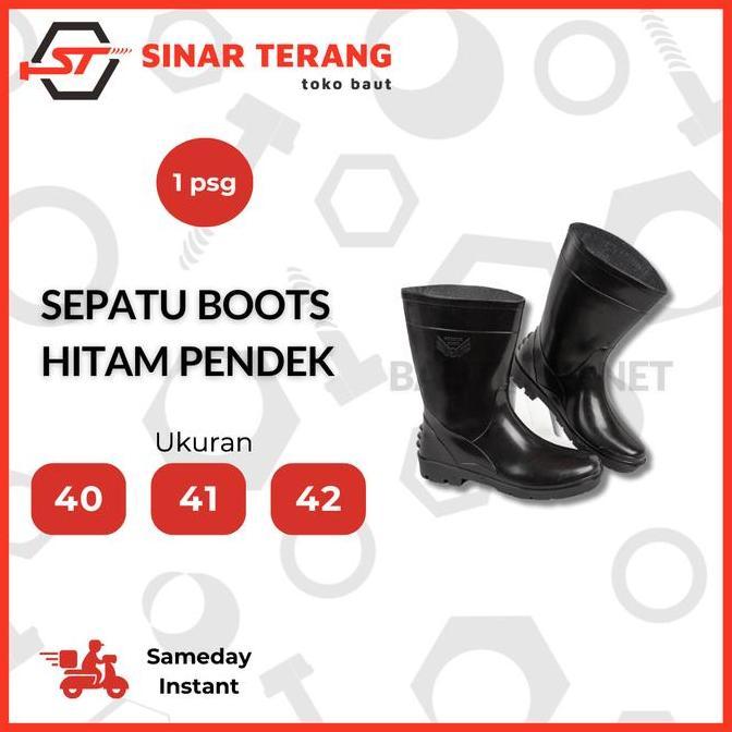 Coolbe- Sepatu Boot Karet Hitam Safety Pendek