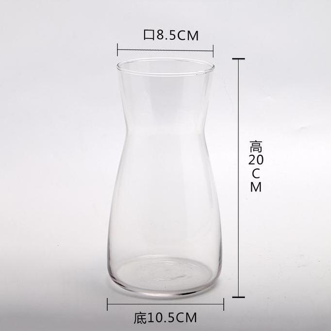 Tafel- Pitcher Kaca 1 Liter Karafe Minuman Vas Bunga Transparan Bening Tinggi 20 Cm Diameter 10.5 Cm