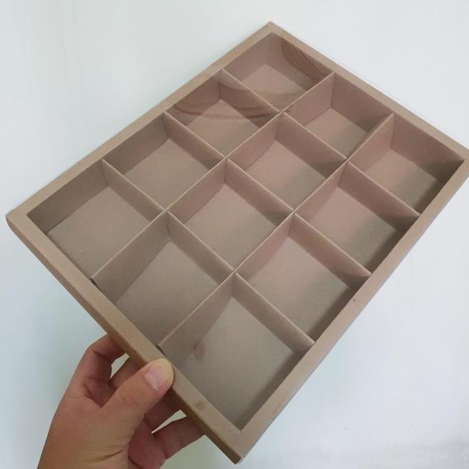 dBest- Dus Packaging Cake Box Mica Kotak Kue Mika Sekat 12 Polos Mooncake
