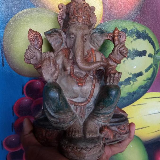 <<<<<] patung fiber Ganesha antik warna kuno