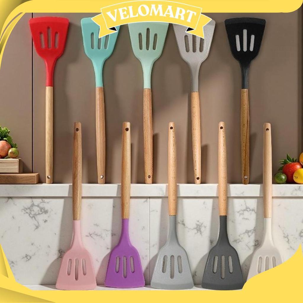 SC - Spatula Silikon H1019 Alat Masak Sodet Lubang Penyaring Minyak Tahan Panas Perlengkapan Dapur T