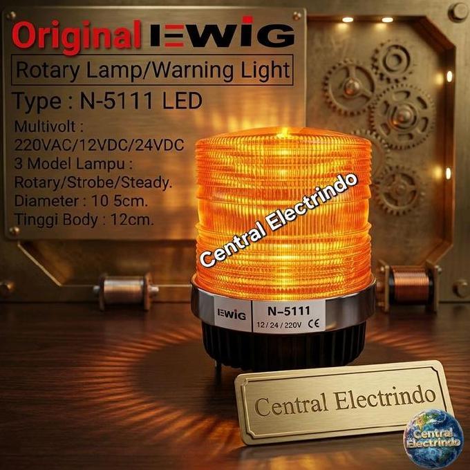 ROTARY LAMP LED  EWIG N5111 KUNING 5IN MULTIVOLT 3 MODEL LAMPU. CE27