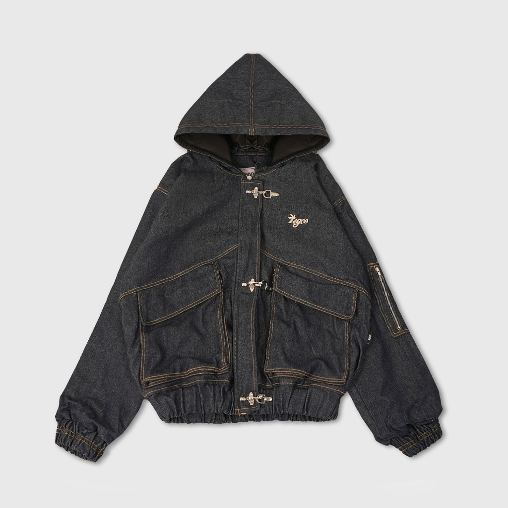 Figco - Jacket Hoodie Raw Denim Fireman Clasp Boxy Ferox Indigo