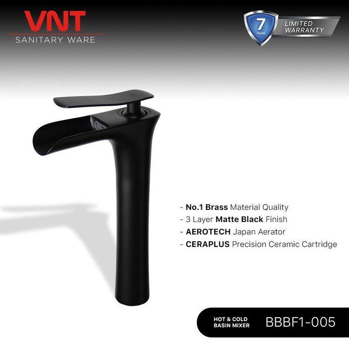 VNT Keran Air Wastafel Kran Hitam Washtafel Minimalis Panas Dingin
