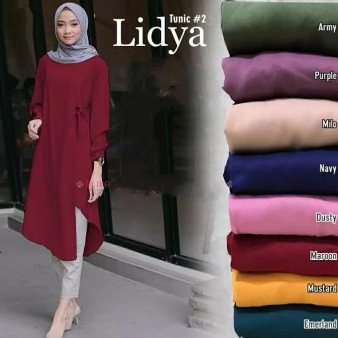 DV144 - Lidya Tunik Hijab Muslim Atasan Wanita Kekinian Muslimah Fashion Wanita Baju Wanita Lembut T