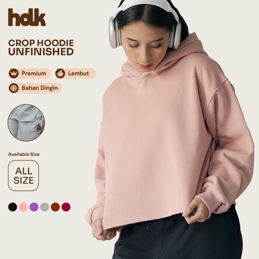 ORIGINAL HOODIEKU HOODIE CROP WANITA UNFINISHED PREMIUM POLOS | FLEECE TEBAL & ADEM | LOKAL HANDMADE