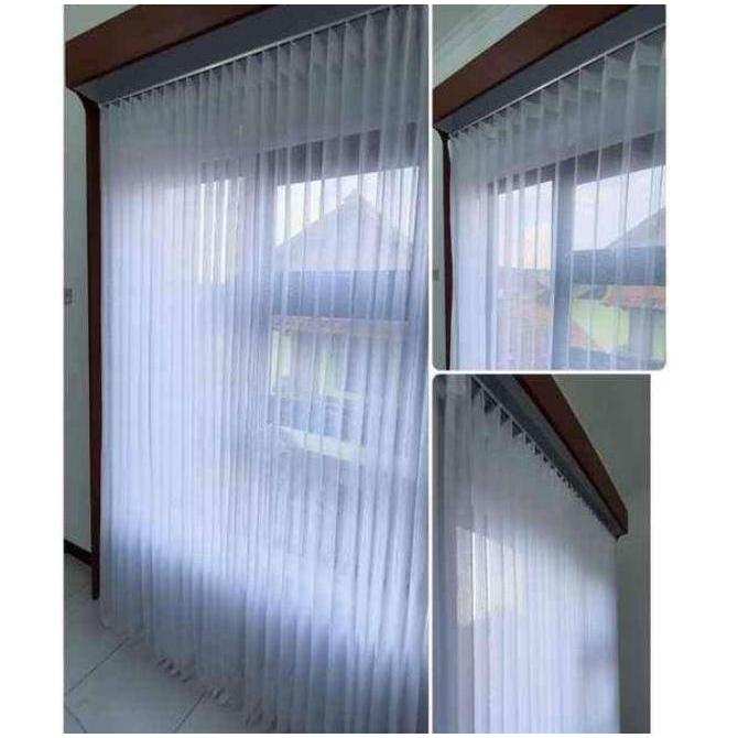 Sala - Gorden Vitras Polos Kian Impor Vitrase Putih Daleman Gorden Model Kaitan Kawat Plisket Gorden