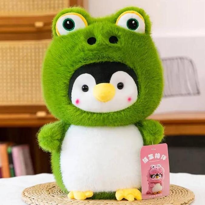 Mainan Boneka Beruang Penguin Kartun Lucu Topi Penyembuh Super Lembut Batch Bantal Tidur Katak Hiu