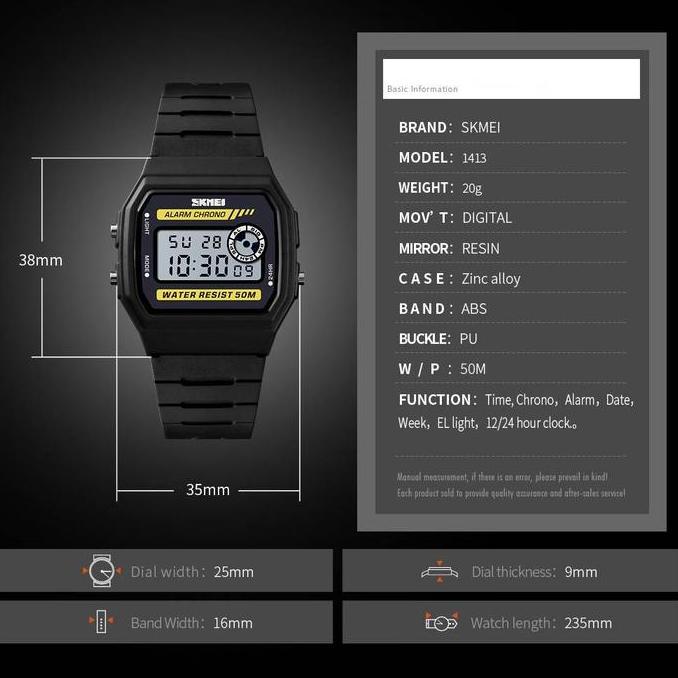 Watch- Jam Tangan Pria Nita (35Mm) Skmei 1413 Rubber Ter Resist 50M
