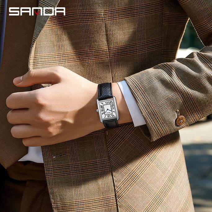 Watch- Jam Tangan Pria Analog Tali Kulit Sanda 1108L