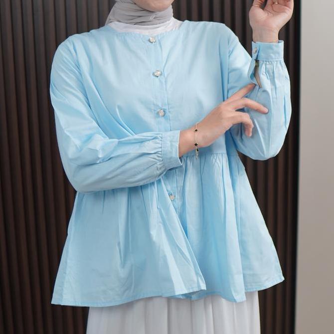 Camisa - Elika Blouse Wanita | Blouse Poplin | Atasan Wanita Kancing Gold