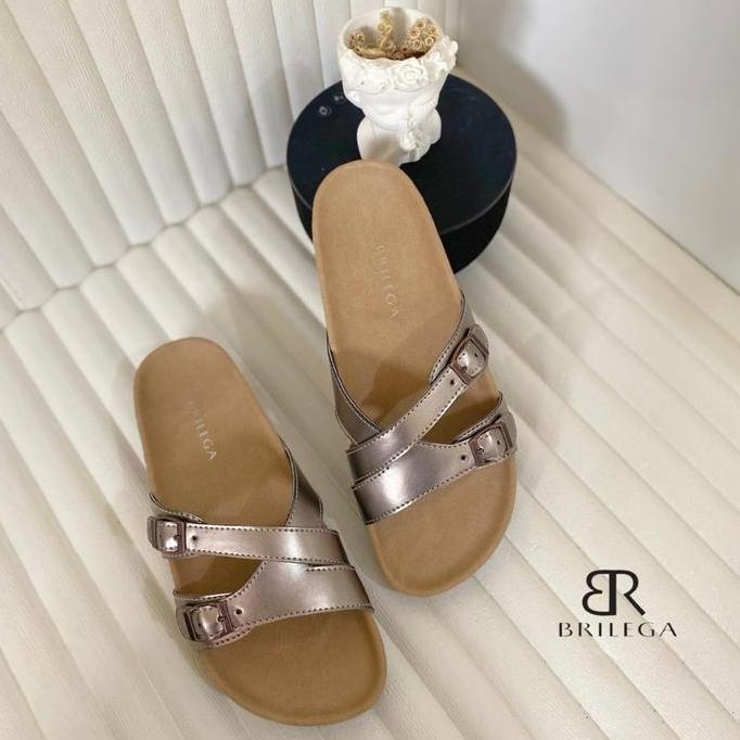 BRILEGA HAILEY Sandal Casual Wanita Dengan Ketinggian Sole 3cm Sandal Puyuh Silang Tersedia Dari ( U