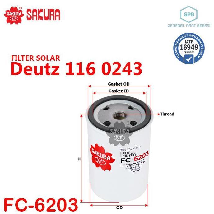 Lubri - Filter Solar Deutz 116 0243 Sakura Fc-6203 Fc6203