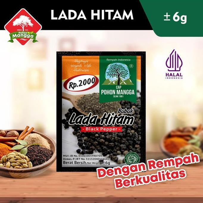 (1 Renceng/ 12 Sachet) Lada Hitam Bubuk Cap Pohon Mangga