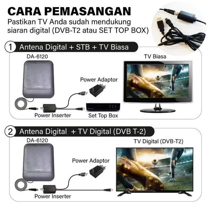 Moc- Antena Tv Dital Indoor Outdoor Dvt2 Antenna Booster 4K Px Da-6120