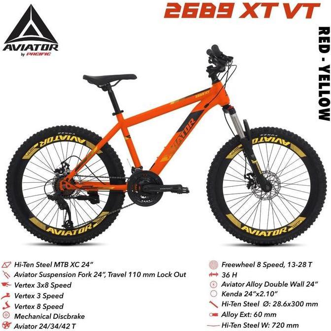 Promo [Gojek/Grab] Sepeda MTB 24 Aviator 2689 XT VT Diskon