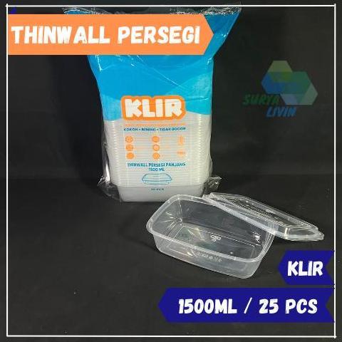 Thinwall KLIR / Food Container Persegi Panjang Tutup Cembung 1500 ml