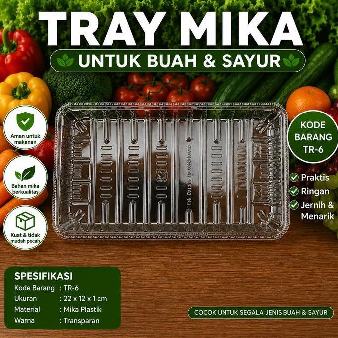 (50 PCS) Tray Mika Sayur Plastik TR 6 | Tray Cabe | Tray Daging | Asparagus