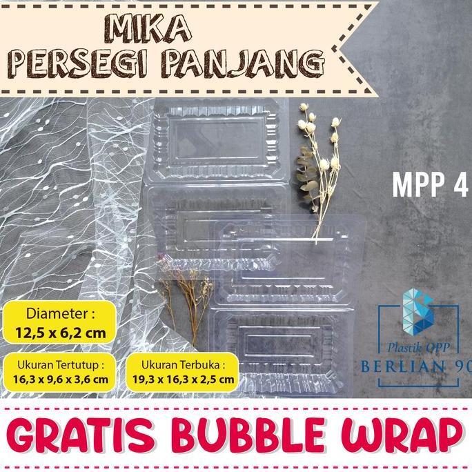 Mika Persegi Panjang 12,5 x 6,2 cm Mika Snack Kecil Mika Kue Bening