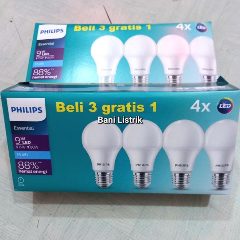 Lampu Led Philips Essential Multipack 3 Gratis 1 Promo