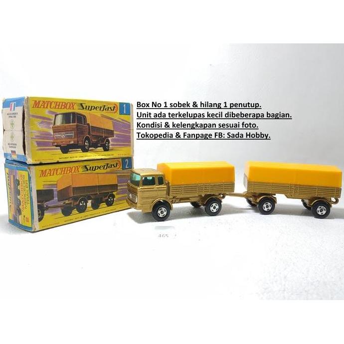 VINTAGE MATCHBOX LESNEY SUPERFAST 1 & 2 MERCEDES BENZ  FULL TRAILER TRUCK TRUK GANDENG ENGLAND S2025