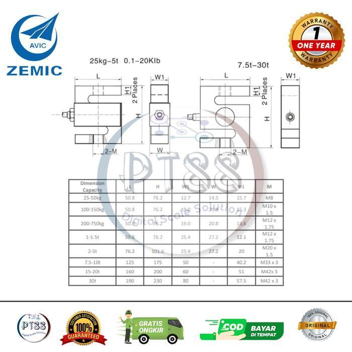 LOAD CELL ZEMIC H3 2TON / LOAD CELL S 2TON / LOAD CELL TENSION 2TON ORIGINAL DAN TERPERCAYA