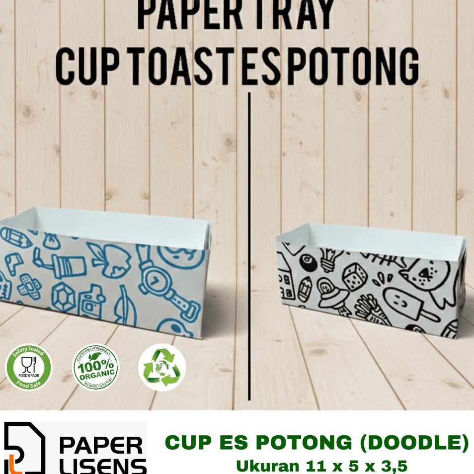 (100 Pcs) Kotak Es Potong Roti (Besar) Motif Doodle/Wadah Es Potong/ Kotak Es Cream Singapura